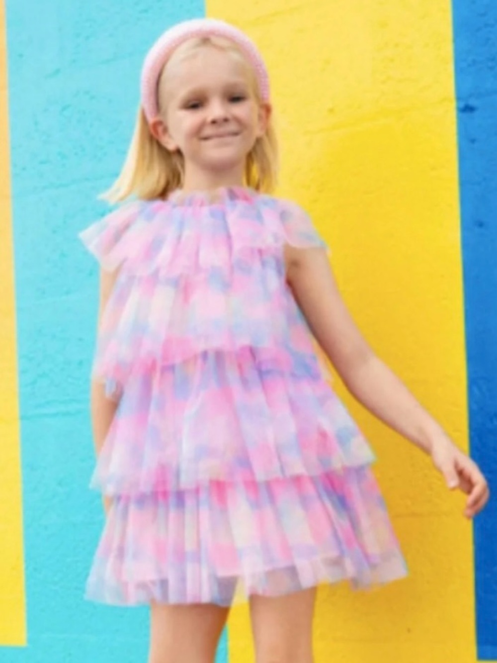 Lola + The Boys Girls Water Color Tulle Dress, Size 8